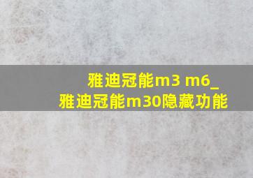 雅迪冠能m3 m6_雅迪冠能m30隐藏功能